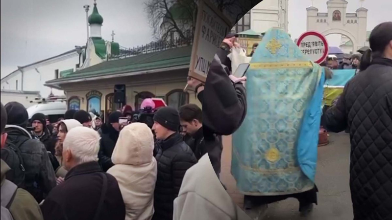 "Kehrt um, Pharisäer": Patriotische Jugendliche in der Nähe der Lavra riefen die Priester der UOC auf -MP zu verlassen