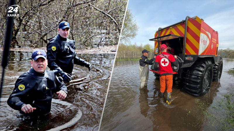 Wasserfeld im Dnjepr: Wasser ist in einen der Tempel und einen Nachtclub eingedrungen