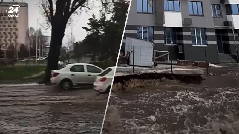 Erneut Rohrbruch in Kiew: Überschwemmte Allee, Staus