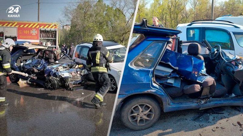 Schrecklicher Verkehrsunfall in Zaporozhye: Teenager wurden bei einem Zusammenstoß von Autos eingeklemmt