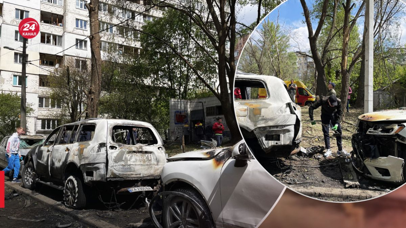 Ausgebrannte Autos und eingeschlagene Fenster: Folgen von Shahids' nächtlichem Angriff auf Kiew