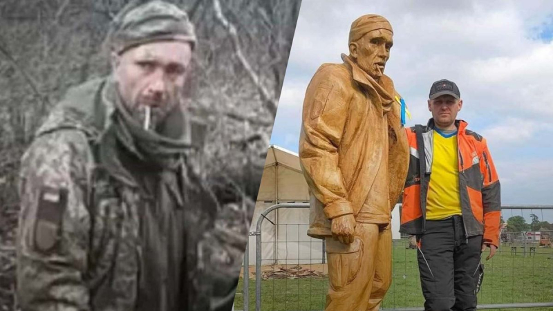 Transkarpatischer Schnitzer schuf eine Skulptur des Helden der Ukraine Alexander Matsievsky