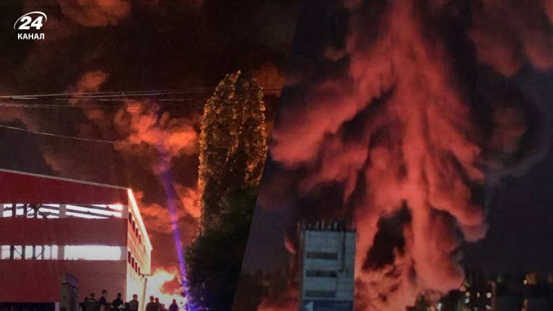"Höllische Nacht" in Woronesch: Lagerhaus mit brennendem Plastik – dicke Rauchwolke sichtbar in einer ganzen Stadt