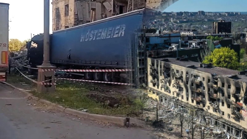 Der Lastwagen prallte mit hoher Geschwindigkeit in die Ruinen: In Mariupol ereignete sich ein mysteriöser Unfall