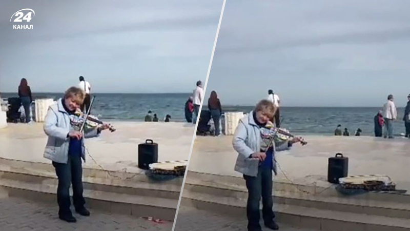 Eine Frau spielte im besetzten Jewpatorija die Hymne der Ukraine auf der Geige: Video zu Tränen