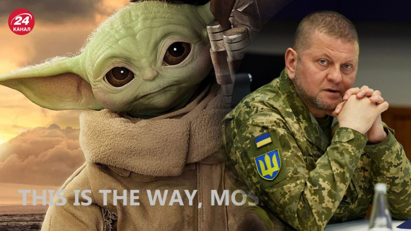 Die Macht ist bei uns, und Baby Yoda ist bei uns: Valery Zaluzhnys Patch von Grogu inspiriert Ukrainer“/></p><source _ngcontent-sc147=