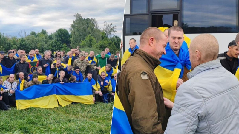 Sie küssen ihr Heimatland und die Flagge: Ein berührendes Video vom Gefangenenaustausch ist aufgetaucht 