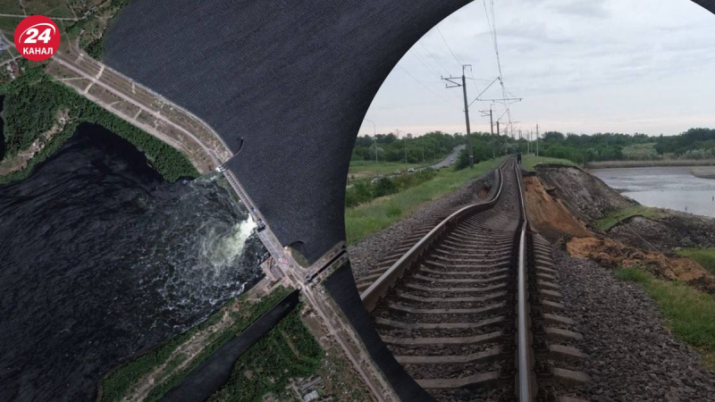 Aufgrund der Explosion des Wasserkraftwerks Kakhovskaya sank die Eisenbahn in der Nähe von Nikopol