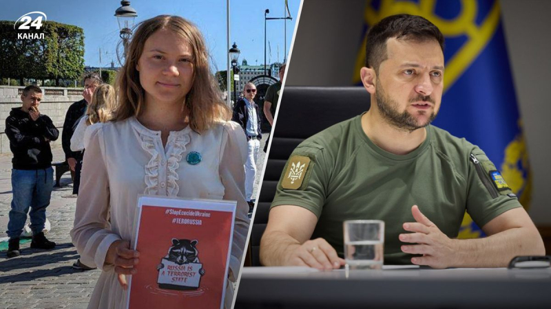 Russland ist ein Terrorstaat: Greta Thunberg veröffentlichte nach einem Gespräch mit Selenskyj ein Plakat