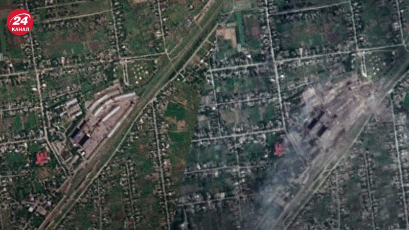 AFU „entmilitarisierte“ das feindliche Munitionsdepot in der Nähe von Genichesk: Satellitenfotos der Einschlagstelle“/>< /p><source _ngcontent-sc92=