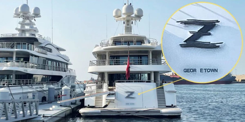 Mit einem riesigen Buchstaben Z am Heck: Die Yacht des verhafteten Oligarchen Zhevago wurde gesichtet Dubai