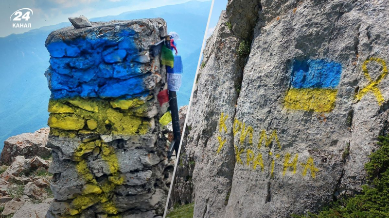 Yellow Ribbon-Aktivisten hielten ein geheimes Treffen auf einem Gipfel auf der Krim ab: eindrucksvolle Fotos