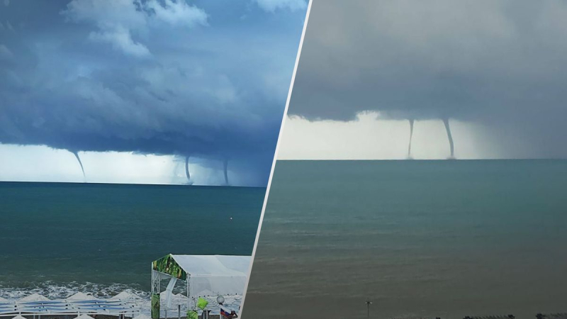 Mehrere Tornados fegten über den Ferienort Russland hinweg: Video schrecklicher Elemente