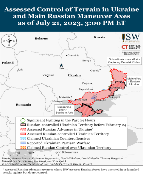 Karte der Feindseligkeiten am 22.07.2023 – Situation an der Front