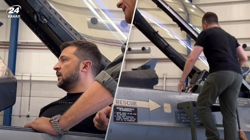 Zelensky besuchte das F-16-Cockpit: geteilt interessante Aufnahmen im OP“ /></p>
<p>Zelensky saß im Cockpit der F-16/Collage 24 Channel</p>
<p _ngcontent-sc94 class=