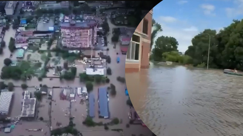 "Himmlische Strafe!": Russisch Ussurijsk wurde stark überschwemmt, das Wasser brach durch den Damm, die Sirene ertönte“ /></p>
<p>Eine starke Überschwemmung in Ussurijsk/Channel 24 Collage</p>
<p _ngcontent-sc94 class=