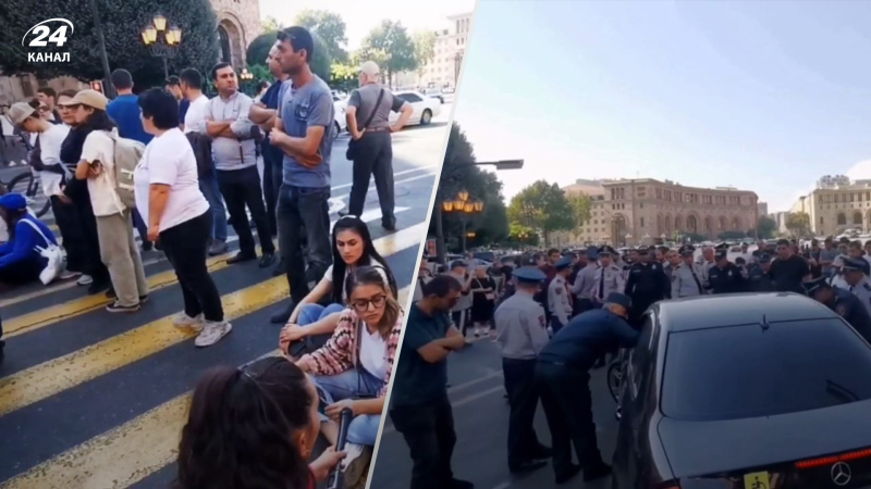 In Eriwan, Menschen Fangen Sie an, Straßen zu blockieren und gehen Sie zum Parlamentsgebäude“ /></p>
<p>In Eriwan beginnen sie, Straßen zu blockieren/Collage 24 Channel</p>
<p _ngcontent-sc188 class=