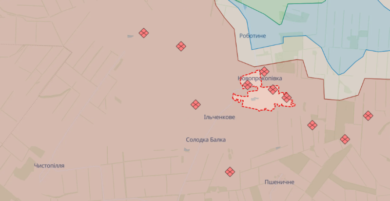 Im Gebiet von Novoprokopovka die Streitkräfte der Ukraine sind auf die erreichten Linien fixiert