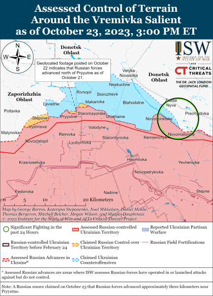 Karte der Militäreinsätze vom 24. Oktober 2023 – Lage an der Front