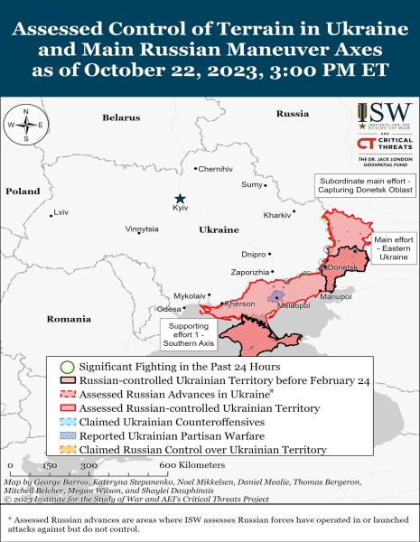 Karte der Militäreinsätze vom 23. Oktober 2023 – Lage an der Front