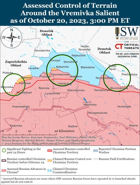 Karte der Militäreinsätze vom 21. Oktober 2023 – Lage an der Front