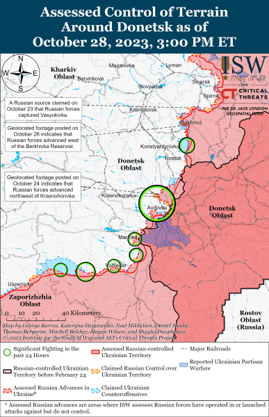 Karte der Militäreinsätze für den 29. Oktober 2023 – Lage an der Front