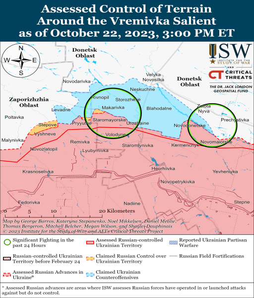 Karte der Militäreinsätze vom 23. Oktober 2023 – Lage am die Front