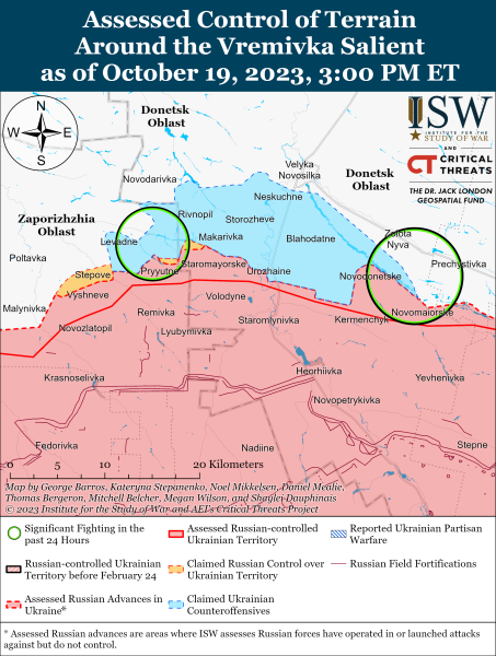 Karte der Militäreinsätze vom 20. Oktober 2023 – Lage an der Front 