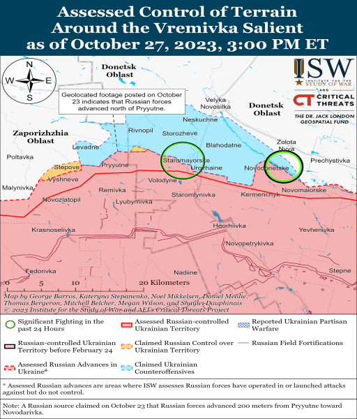 Karte der Militäreinsätze vom 28. Oktober 2023 – Lage an der Front