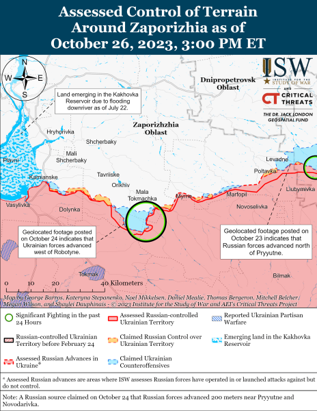 Karte der Militäreinsätze vom 27. Oktober 2023 &ndash ; Lage an der Front