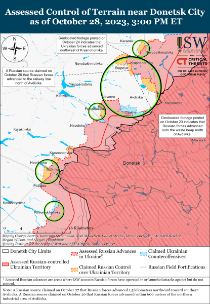 Karte der Militäreinsätze vom 29. Oktober 2023 – Lage an der Front