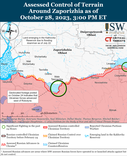 Karte der Militäreinsätze vom 29. Oktober 2023 – Lage an der Front