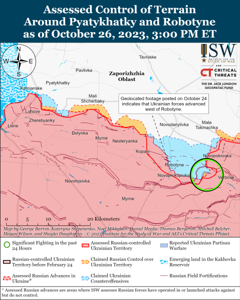 Karte der Militäreinsätze vom 27. Oktober 2023 – Lage an der Front