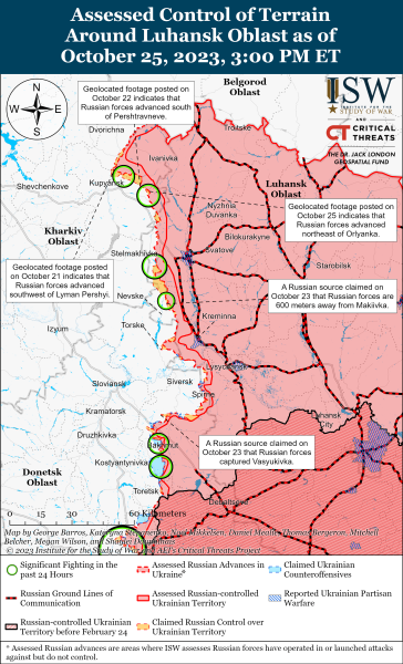 Karte der Militäreinsätze vom 26. Oktober 2023 – Lage an der Front