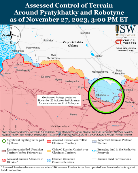 Karte der Militäreinsätze vom 28. November 2023 – Lage an der Front