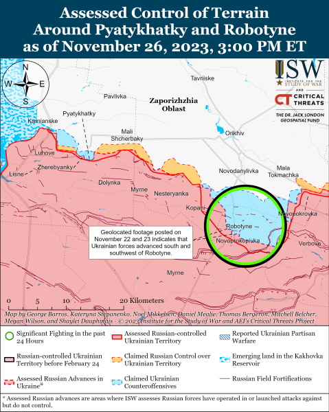 Karte der Militäreinsätze für den 27. November 2023 – Lage an der Front