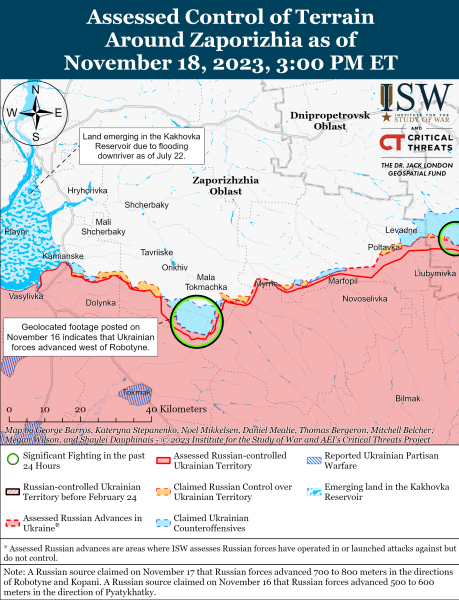 Karte der Militäreinsätze vom 19. November 2023 – Situation an der Front