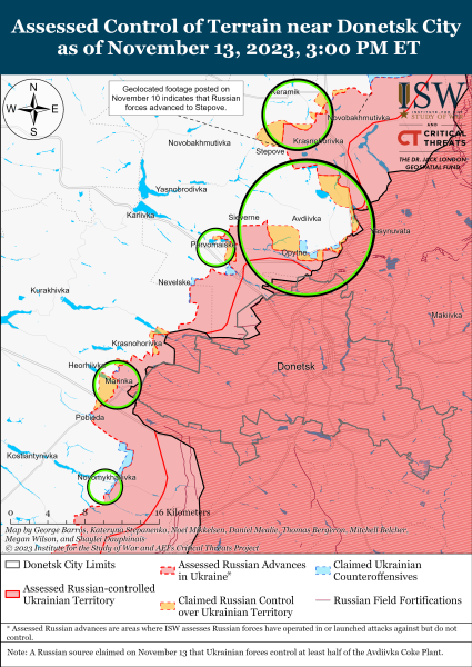 Karte der Militäreinsätze vom 14. November 2023 – Lage am Vorderseite