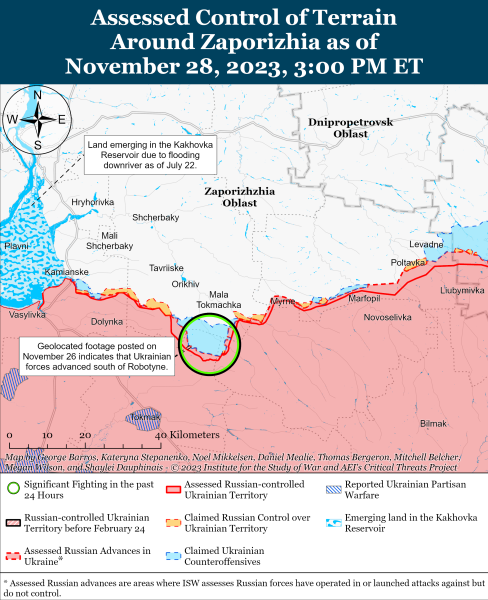 Karte der Militäreinsätze vom 29. November 2023 &mdash ; Situation an der Front