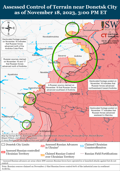 Karte der Militäreinsätze vom 19. November 2023 – Lage am Vorderseite