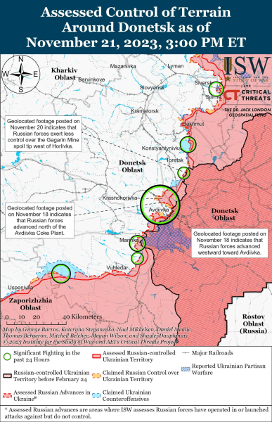 Karte der Militäreinsätze vom 22. November 2023 – Lage an der Front