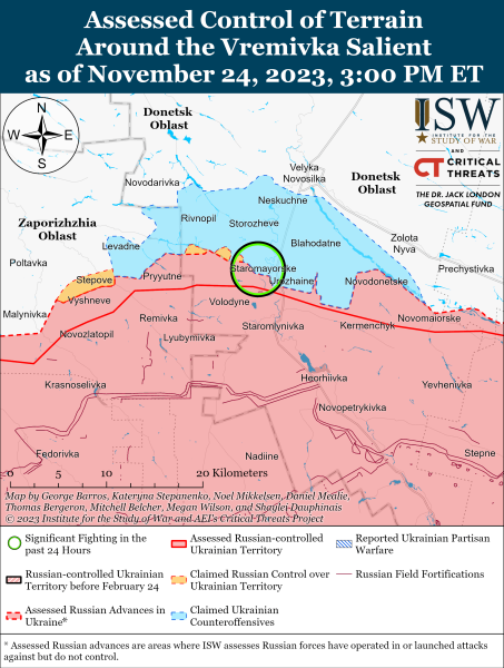 Karte der Militäreinsätze für den 25. November 2023 – Lage an der Front