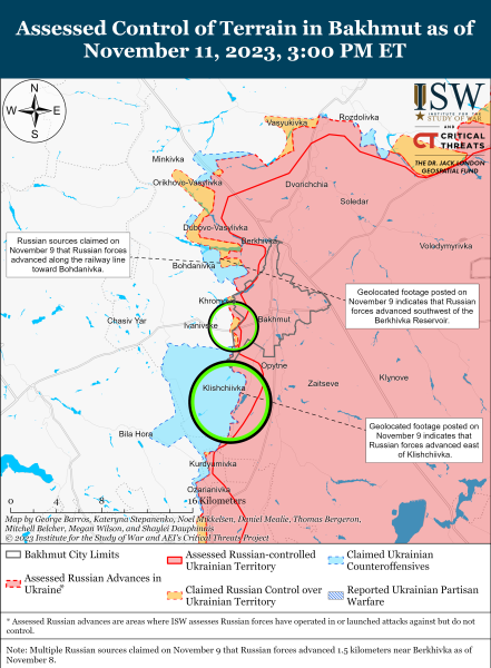 Karte der Militäreinsätze vom 12. November 2023 – Lage an der Front