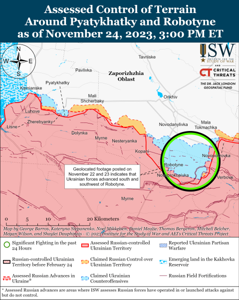 Karte der Militäreinsätze vom 25. November 2023 – Lage an der Front