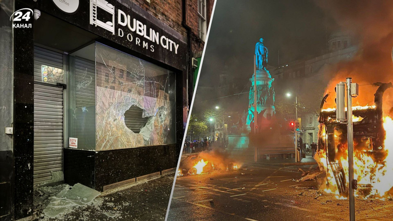 Große Proteste in Irland nach Angriff von Einwanderern auf Kinder mit einem Messer: schockierendes Filmmaterial“ /></p>
<p>In Irland begannen Proteste, nachdem ein Einwanderer Kinder mit einem Messer angegriffen hatte/Collage 24 Channel</p>
<p _ngcontent-sc94 class=