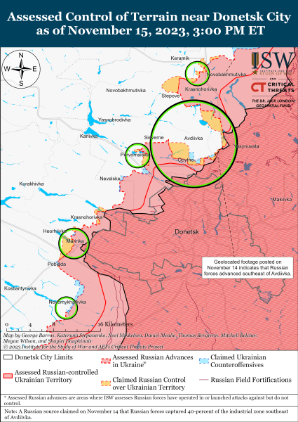 Karte der Militäreinsätze vom 16. November 2023 – Lage am Vorderseite
