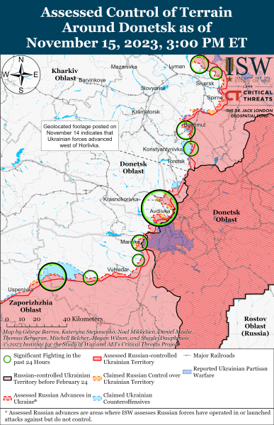 Karte der Militäreinsätze vom 16. November 2023 – Lage an der Front