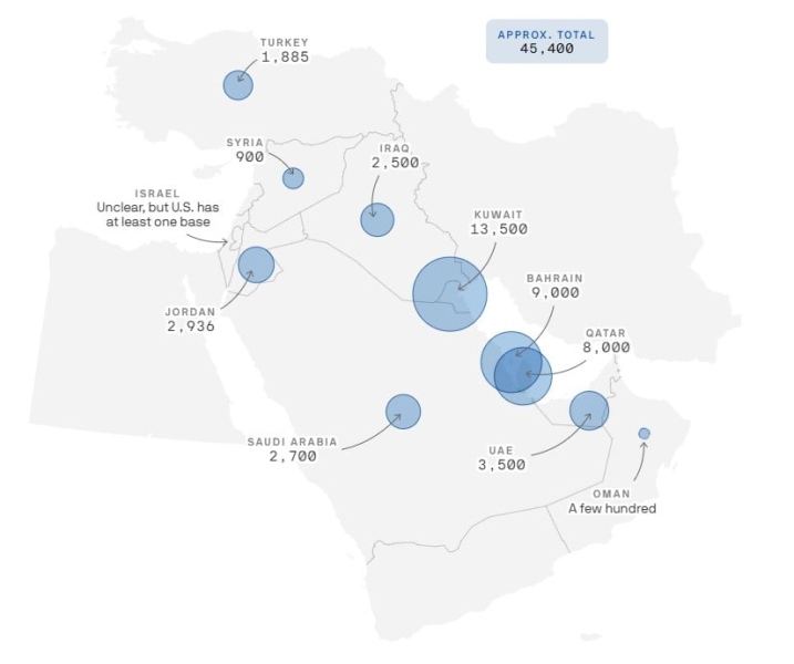 Wo sind US-Truppen im Nahen Osten stationiert: Karte und Zahlen