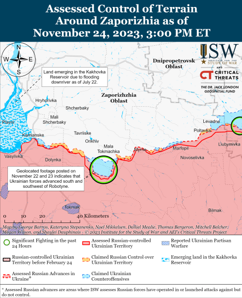 Karte der Militäreinsätze vom 25. November 2023 – Situation an der Front