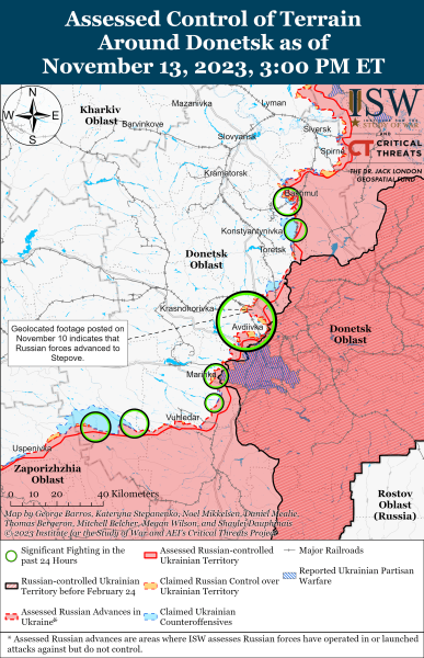 Karte der Militäreinsätze vom 14. November 2023 – Lage an der Front